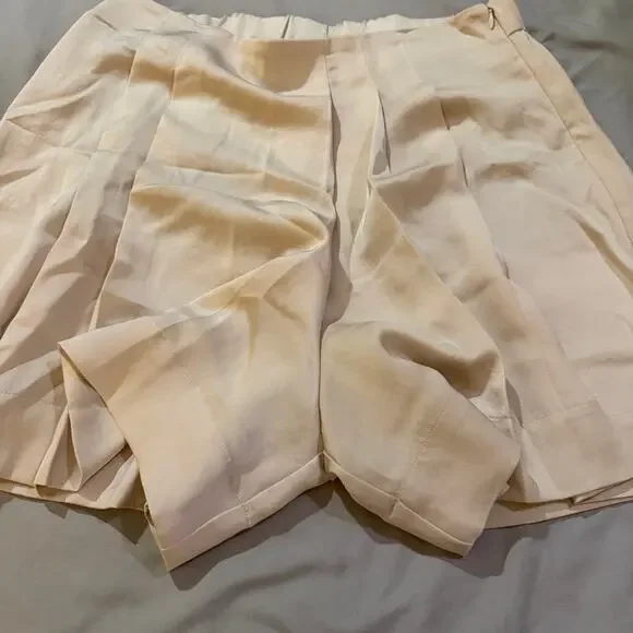 Banana Republic Champagne Satin Pleated Shorts Womens Size M Tailored Dressy - Picture 4 of 11